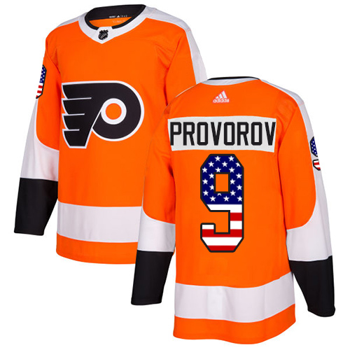 Adidas Flyers #9 Ivan Provorov Orange Home Authentic USA Flag Stitched Youth NHL Jersey